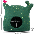 Luxurious Merino Wool Cat Cave - Foldable Hideaway Pod for Indoor Cats - Premium Felt Kitten Pet Enclosure - Covered Cat House for Ultimate Cozy Comfort by Woolygon (Cactus)