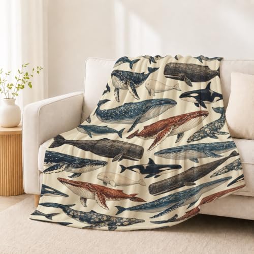 Whale Throw Blanket Vintage Ocean Marine Wildlife Gifts 50''x60'' - Image 4