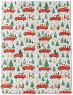Christmas Decorative Throw Blanket, Red Truck Tree Cat Reindeer Print Decoration, Flannel Winter Blankets for Couch Bed Sofa, Holiday Home Decor, Xmas Festival Gifts Kids Adults 60x80 Inch by AINORI