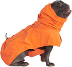 Spark Paws Dog Raincoat, Waterproof Windproof Rain Jacket, for Small Medium Large Extra Large Dogs, Reflective Breathable Full-Body Coverage Dry Suit - Orange - L