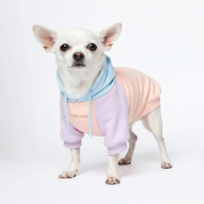 Spark Paws Dog Hoodie – Premium Dog Sweater for Small, Medium, and Large Dogs | Warm Outfits for French Bulldogs, Pitbull, Puppy, Winter Jacket Alternative - Cotton Candy - S