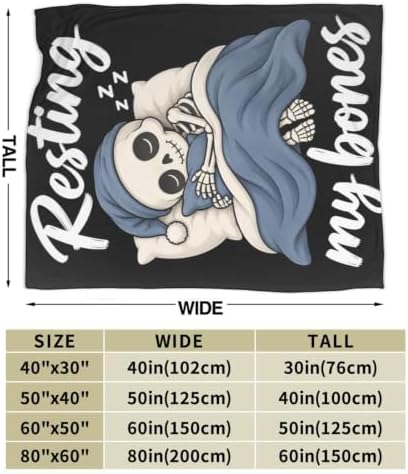 Sleepy Skeleton Blanket Throw Gift for Girls Women 60"X50" - Image 7