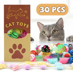 QUOZUO 30 Pcs Cat Toy Kitten Toys Set, Interactive Cat Toy Wand Cat Springs Ball Toy with Bells, Cat Toys for Bored Indoor Cats, Gift Box Styles - Image 7