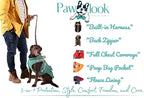 Pawlook Waterproof Dog Raincoat with Built-in Recycled Harness & Fleece Lining – Full Chest Coverage, Back Zipper – Poop Bag Pocket – Eco-Friendly – XS to XXL – Coordinates with Pawlook Gear G*L