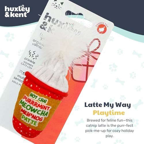 Huxley & Kent Plush Crinkle Catnip Cat Toy, Latte My Way - Image 2