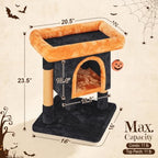 Yaheetech Halloween Cat Tree, Black/Pumpkin Orange Small Cat Tower - Image 3