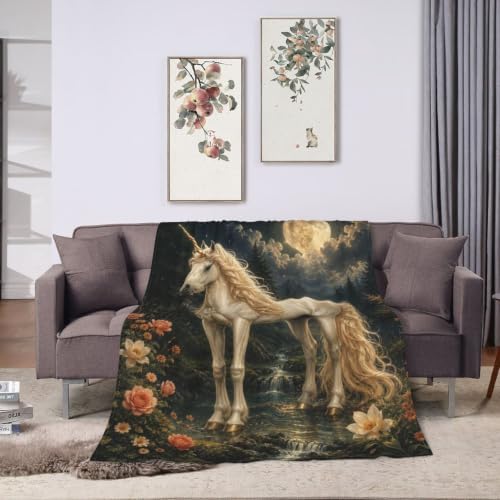 Unicorn Blanket Moon Fantasy Forest Throw Stuff Gifts 50"x40" - Image 6