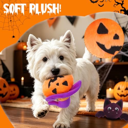 PAWCHIE Halloween Christmas Squeaky Dog Toys, 4 Pack Halloween Dog Toys for Chewers, Interactive Squeaky Plush Pumpkin Bat Elk Snowman Stuffed Dog Toy for Small Medium Large Breed, Funny Pet Gifts - Image 2