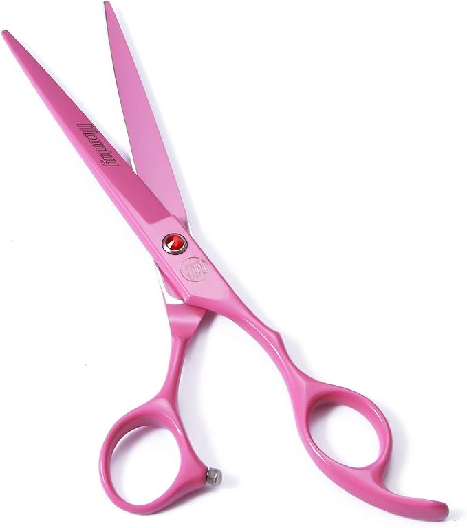 Moontay 7" Professional Dog Grooming Scissors Set of 5 with Pet Comb & Bag | Pet Grooming Chunkers Shears for Dog, Curved Dog Grooming Scissors, Thinning Shears for Dog with Grooming Comb, Pink