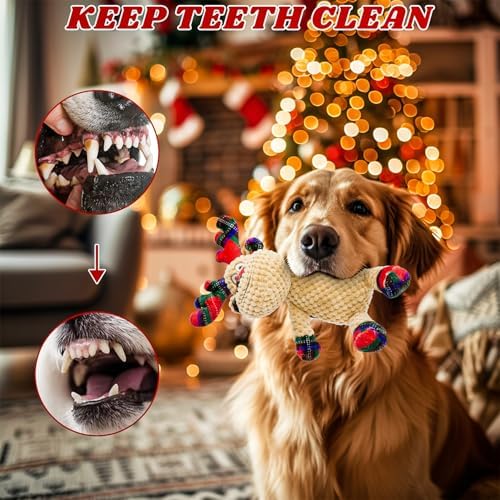 Squeaky Christmas Reindeer Dog Toys, Interactive Plush Dog Toys for Small and Medium Dogs, Suitable for Trainning and Reducing Boredom and Anxiety. (Reindeer) - Image 3