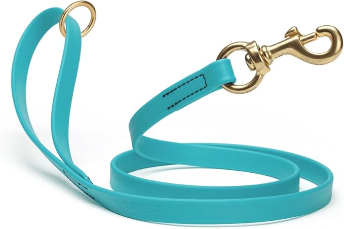 Viper Biothane K9 Working Dog Leash Waterproof Lead for Tracking Training Schutzhund Odor-Proof Long Line with Solid Brass Snap for Puppy Medium and Large Dogs 4ft, Sky Blue