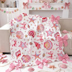 Breling Pink Ocean Beach Throw Blanket Seashells Starfish 50x60 Inch by Breling