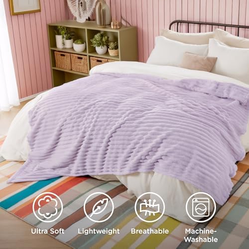 Bedsure Soft Full Size Fleece Blankets for Bed Lavender Fog 84"x90" - Image 5