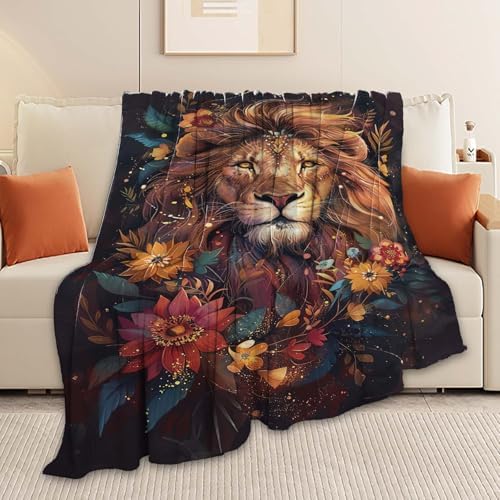 Lion Throw Blanket Lion Stuff Gifts for Kids Girls Boys Adults Women Man Soft Cozy Warm Plush Fluffy Fuzzy Fleece Blanket Decor 50''X60'' - Image 5