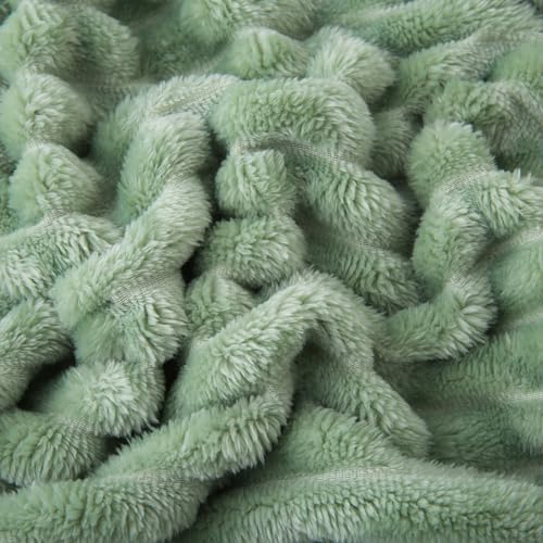 Sage Green Fleece Throw Blanket 50”×60” for Couch Sofa Livingroom - Image 6