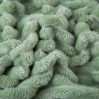 Sage Green Fleece Throw Blanket 90”×90” for Couch Sofa Livingroom - Image 4