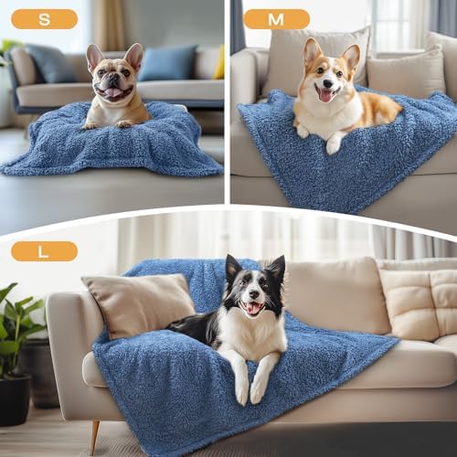 Luciphia 1 Pack 3 Calming Dog Blanket Fluffy Premium Fleece Pet Blankets Soft Sherpa Throw for Dogs Puppy Cat Haze Blue Small (23" x16") - Image 3