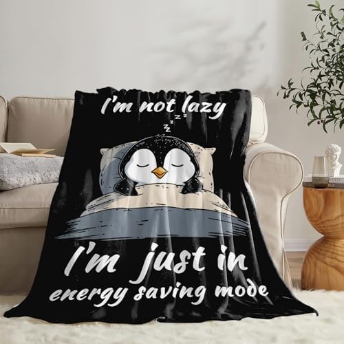 Penguin Blanket for Girls Women Boys Men Adults Kids Soft Cozy Fleece Sleeping Penguin Throw Blankets Gifts Warm Flannel Plush Lightweight Decor for Couch Bed Sofa 60"X50" - Image 4
