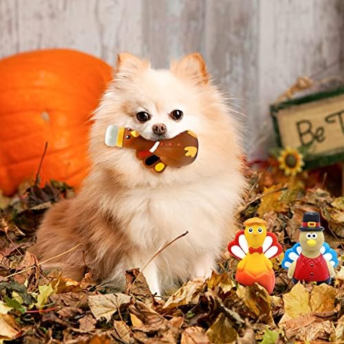 Malier 3 Pack Thanksgiving Turkey Latex Dog Toys, Interactive Play Dog Toys for Small Medium Dogs - Image 7