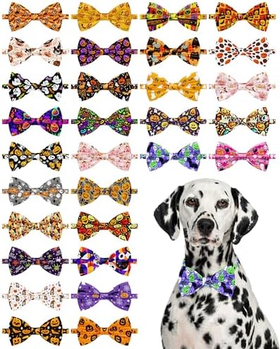 PET SHOW 30 Pack Halloween Dog Bowties Bulk for Large Dogs by PETSHOW