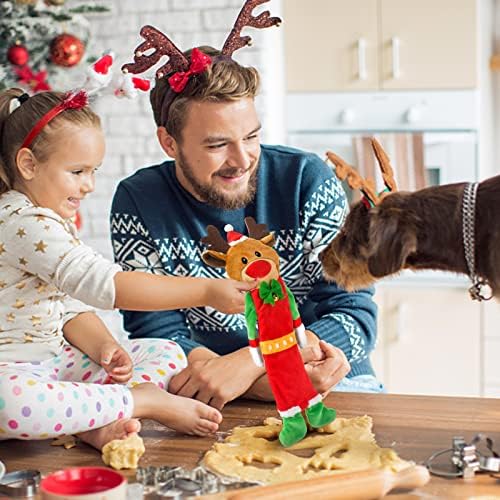 3 Pack Christmas Squeaky Dog Toys, Plush No Stuffing Toy for Dog Puppy, Durable Chew Bite Toys for Small Medium Large Dogs, Interactive Xmas Reindeer, Penguin, Bear for Aggressive Chewers - Image 6