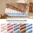 LINENLUX 1 Pack 3 Fleece Dog Blanket Soft Warm Cat Brown/White/Blue Small - Image 3