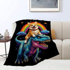 Corgi Blanket Funny Cartoon Corgi Dinosaur Throw Blanket Gifts for Corgi Lovers Girls Boys Kids Men Women Adults Super Soft Cozy Plush Fluffy Fuzzy Fleece Blanket Home Decor 60''X80'' - Image 2