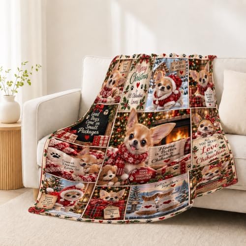Chihuahua Christmas Throw Blanket Cute Dog Holiday Print Gifts 40''x50'' - Image 3