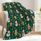 Christmas Snowman Gingerbread Decorative Throw Blanket, Candy Cane Bell Print Decoration, Soft Flannel Winter Blankets for Couch Bed Sofa, Holiday Home Decor, Xmas Festival Gifts 40x50 Inch - Image 3