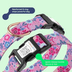Airtag Dog Collar,with Waterproof airtag Holder，Original Stylish Cute Pattern Design.QR Code ID Buckle，Comfortable Soft Cotton for Small Medium Large Dogs