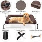 WESTERN HOME Cooling Elevated Dog Bed for Large Dogs, Portable Indoor & Outdoor Raised Dog Bed with Breathable Mesh, Chew Proof Pet Hammock Cots with Removable and Waterproof Bolsters