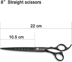 KINGSTAR 8.0in. Matt Black Professional Pet Grooming Scissors Set,Straight & Thinning & Curved Scissors Set with Comb,Dog Grooming,A559