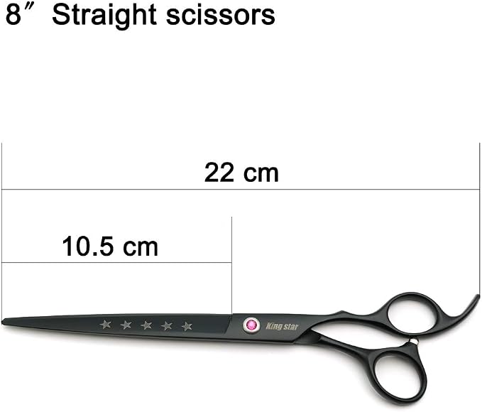 KINGSTAR 8.0in. Matt Black Professional Pet Grooming Scissors Set,Straight & Thinning & Curved Scissors Set with Comb,Dog Grooming,A559