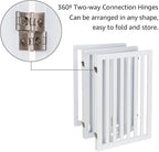 unipaws 36”H Free Standing Pet Gate for Dog Cat, 100”Wide Wooden Dog Gates | Foldable Pet Fence for Doorway, Stairs, Step, Expandable Doggy Barrier, Room Divider, Indoor Use, White