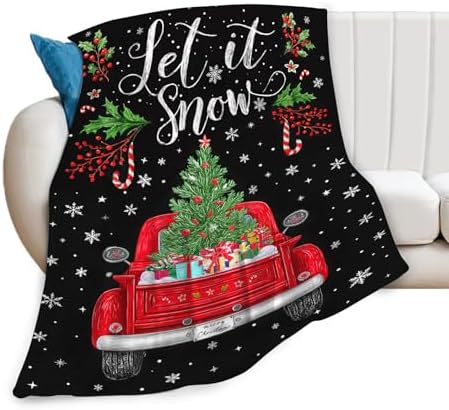 Christmas Truck Blanket for Girls Women Boys Men Adults Kids Soft Cozy Fleece Red Truck Throw Blankets Gifts Warm Flannel Plush Lightweight Decor for Couch Bed Sofa 60"X50" - Image 2