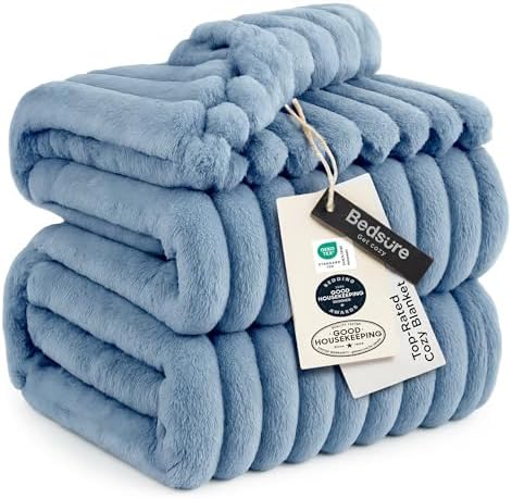 Bedsure Soft Full Size Fleece Blankets for Bed Blue 84"x90" by BEDSURE