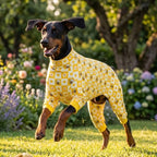 Dog Soft Onesie Pajamas for Large Dogs, All-Season Yellow Bee Print - Image 4