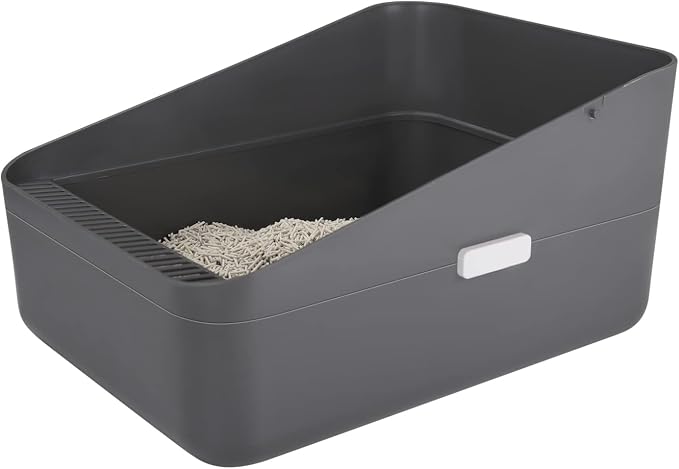 Sfozstra Open Cat Litter Box:Odor Reducing Anti Splash Design | Under 13 lbs Cats/ABS Material/Removable Liner & Sifting Tray/Leak-Proof/Odor-Reducing/Easy-Clean