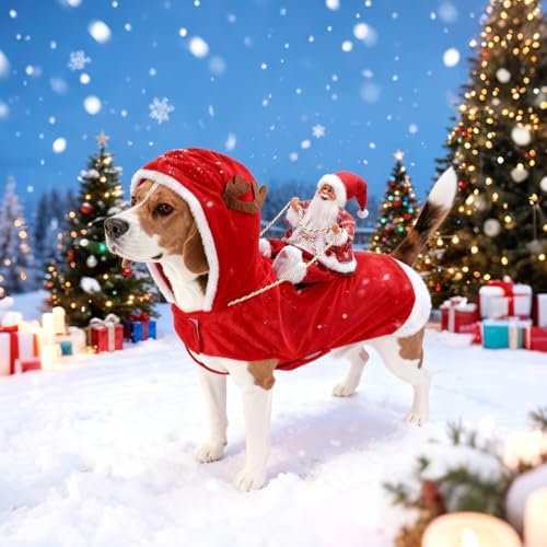 BWOGUE Santa Dog Costume, Dog Christmas Outfit, Riding Pet Costume, Size S - Image 2