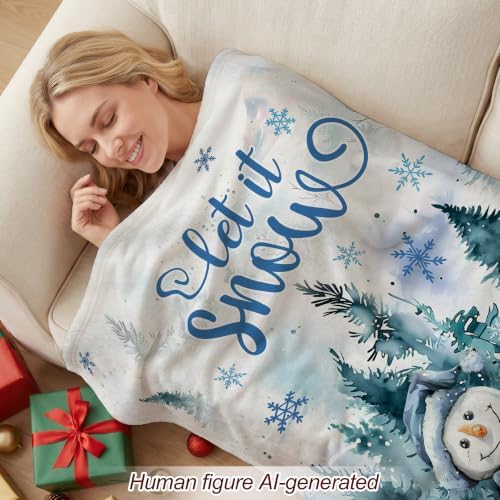 Snowman Christmas Throw Blanket for Couch Bed Soft Cozy Gifts - Image 3
