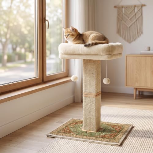 Cat Scratching Post with Bed for Indoor Adult Cats, Cat Perch,Green - Image 3
