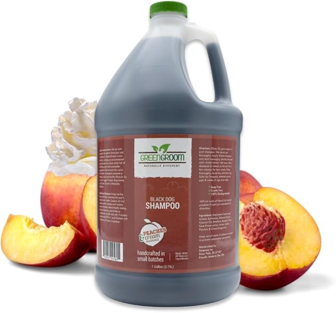Green Groom Black Coat Dog Shampoo, Coconut Oil and Protein, 1 Gallon | 32:1 Concentrate, Restores Dark Coat Tones, Coconut Oil and Protein Condition and Add Shine, Pet Grooming Wash, Groomer Grade