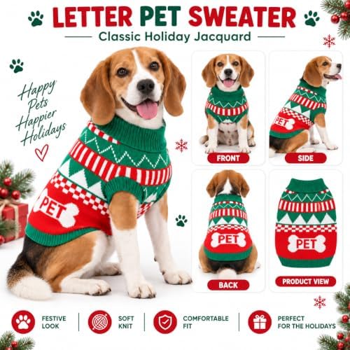 Dog Sweater for Medium Dogs Girl Boy Winter, Dog Clothes, Green, L - Image 4