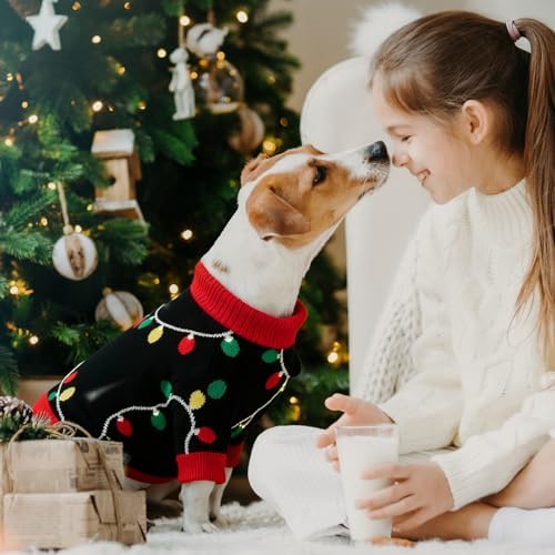 Dog Christmas Sweater Red Plaid Cardigans Dog Christmas Outfit Soft Warm Knitted Pet Clothes Cold Weather Puppy Clothes for Small Medium Large Dogs Cats - Image 4