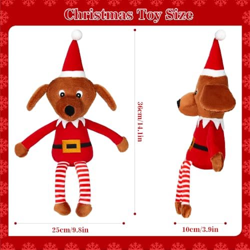 IOKHEIRA Christmas Elf Squeaky Plush Dog Toys,Stuffed Chew Toy, Interactive Holiday Tug & Fetch Toy for Puppy Small Medium Large Dogs,Christmas Dog Gifts - Image 3