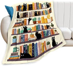 Black Cat Throw Blanket Book Cat Bookshelf Stuff Gifts for Kids Girls Boys Adults Women Men Soft Cozy Warm Plush Fluffy Fuzzy Fleece Blanket Decor 40''X50'' - Image 7