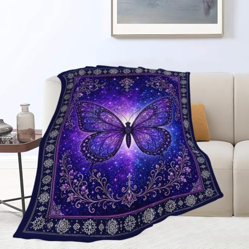 Purple Butterfly Blanket, Fantasy Throw Gift for Girl Women 50"X40" - Image 2