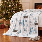 Horaldaily Christmas Blue Snowman Pine Flannel Throw Blanket 60x80 - Image 3