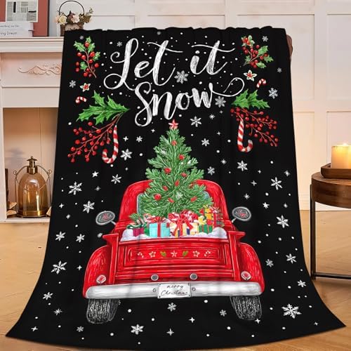 Christmas Truck Blanket for Girls Women Boys Men Adults Kids Soft Cozy Fleece Red Truck Throw Blankets Gifts Warm Flannel Plush Lightweight Decor for Couch Bed Sofa 60"X50" by Unknown