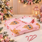 Fuweave Pink Gingerbread Man Christmas Throw Blanket Gifts 50 x 60 Inches - Image 4
